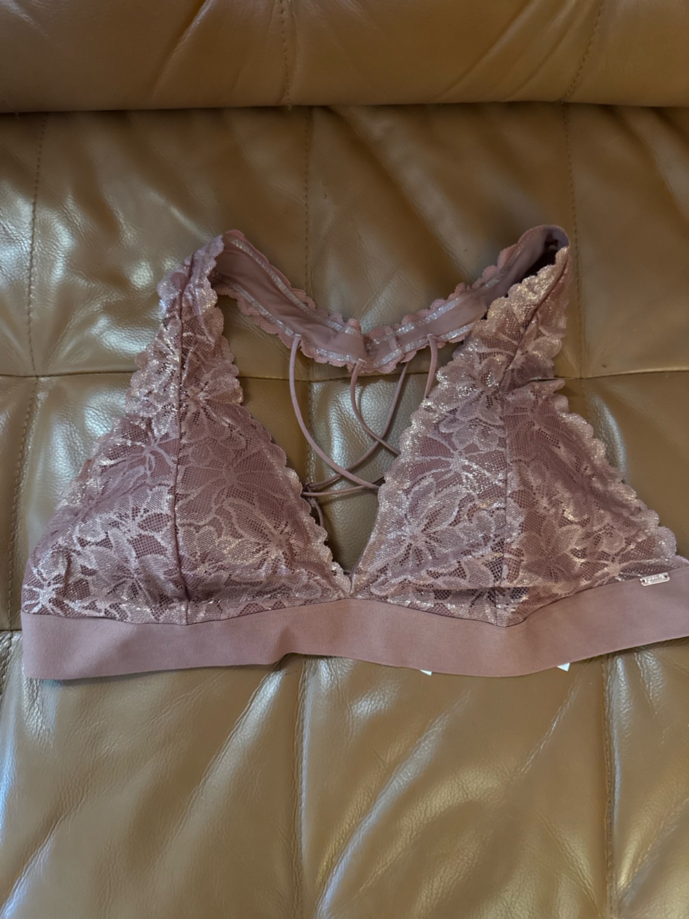 Victoria's Secret PINK Sparkly Lace Bralette in Dusty Mauve